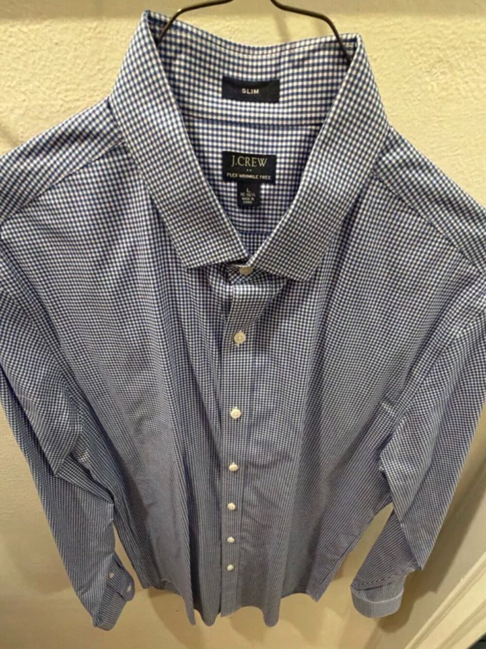 J.Crew Slim Wrinkle Free Blue Gingham L